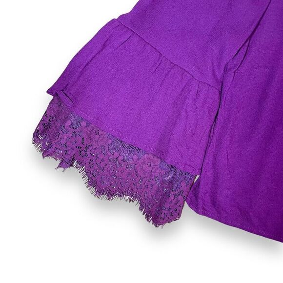 Forever 21 Purple Cropped Bell-Sleeved Top Sz XL - Picture 7 of 12
